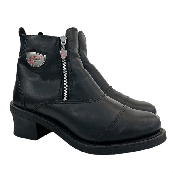 Red Wing Shoes Shoes - Red Wing Women’s Double Zip Black Leather Motorcycle Boots